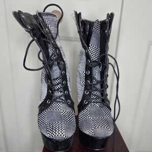 Monochrome Lace-Up Women's Boots